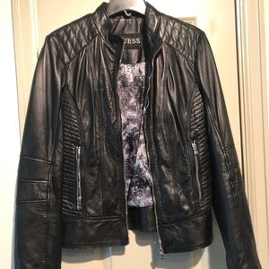 Black Leather Jacket by Guess